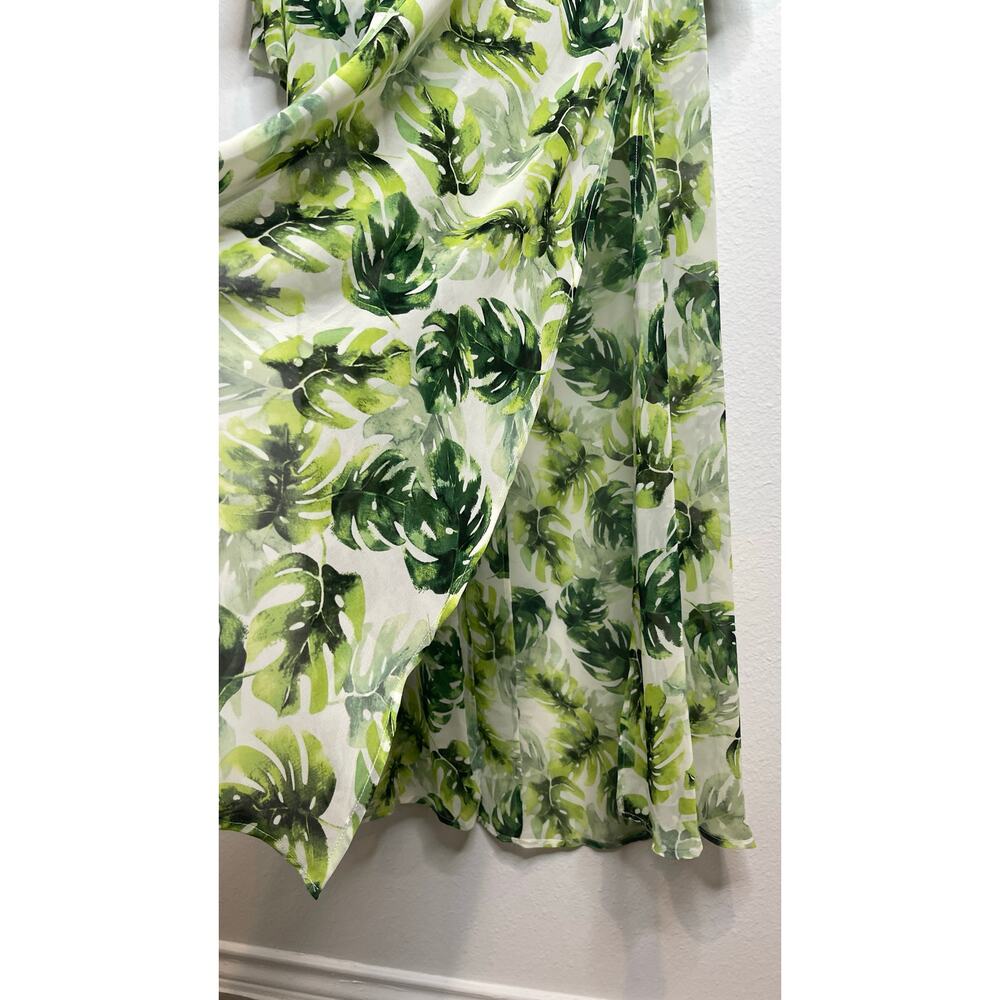 Buddy Love Green Tropical Leaf Long Duster Kimono M/L Sheer Boho Preppy - Picture 7 of 7